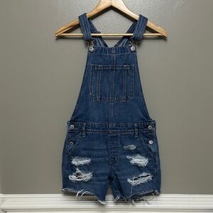American Eagle distressed  Tomgirl shortalls Sz XS
